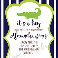 Boy Alligator Baby Shower Invitation