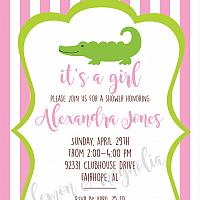 Girl Alligator Baby Shower Invitation