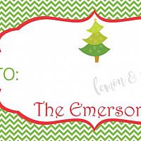 Green Chevron with Christmas Tree Personalized Christmas Gift Tag 2