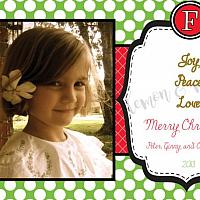 Green Polka Dot with Red Lattice Personalized Photo Christmas Card