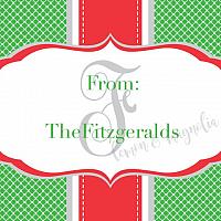 Green Quatrefoil Monogram Personalized Christmas Gift Tag