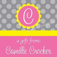 Grey Polka Dot with Pink and Yellow Personalized Calling Cards