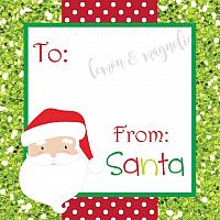 Glitter with Santa Personalized Christmas Gift Tags