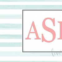 Mint Watercolor Stripe Personalized Calling Card