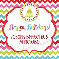 Mod Chevron with Christmas Tree Personalized Christmas Gift Tags