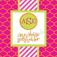 Pink Stripe with Lime and Orange Monogram Personalized Christmas Gift Tag