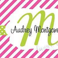 Pink Stripe with Green Polka Dot Initial Personalized Calling Card