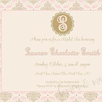 Pink and Gold Damask Bridal Tea Invitation