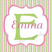 Pink and Green Initial Personalized Calling Card