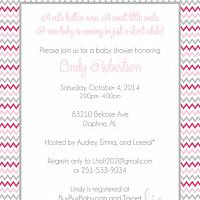 Pink, Grey, Red Chevron and Elephant Baby Shower Invitation