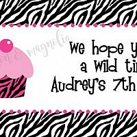 Zebra with Pink Cupcake Favor Tag