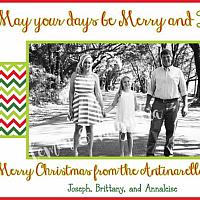 Chevron Stripe Personalized Photo Christmas Card