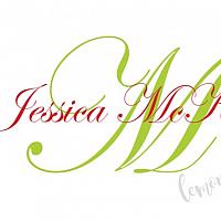Lime Edwardian Initial with Red Name Personalized Christmas Calling Card
