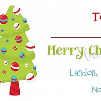 Red and Green Funky Tree Personalized Christmas Calling Card
