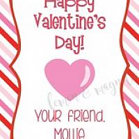 Red and Pink Stripe Valentine's Gift Tag