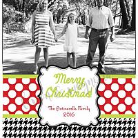 Houndstooth and Red Polka Dot Personalized Photo Christmas Card