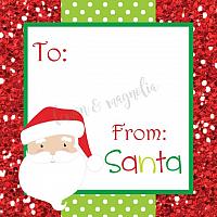 Glitter with Santa Personalized Christmas Gift Tags