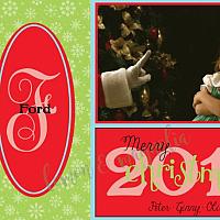 Green Snowflake with Red Personalized Photo Christmas Card