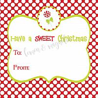 Red Polka Dot with Lollipop Personalized Christmas Gift Tag