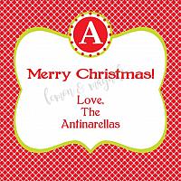 Red Chevron or Quatrefoil Initial Personalized Christmas Gift Tag