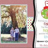 Red Stripe with Multi Dots Personalized Photo Christmas Card