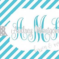Teal Stripe with Grey Polka Dot Monogram Personalized Calling Card